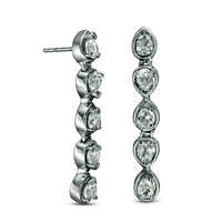 Pear-Shaped Lab-Created White Sapphire Crawler Earrings in Sterling Silver