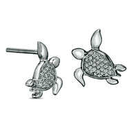 0.1 CT. T.W. Diamond Sea Turtle Stud Earrings in Sterling Silver