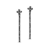 0.33 CT. T.W. Diamond Star Flower Dangle Bar Drop Earrings in Sterling Silver