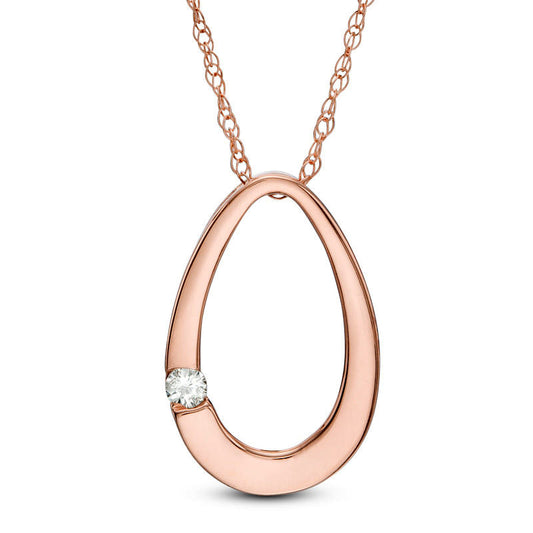 Natural Clarity Enhanced Accent Solitaire Oval Pendant in 10K Rose Gold