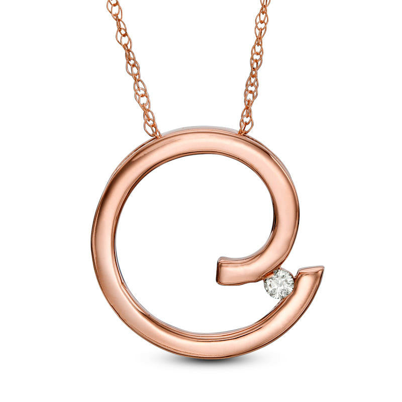 Natural Clarity Enhanced Accent Solitaire Spiral Pendant in 10K Rose Gold