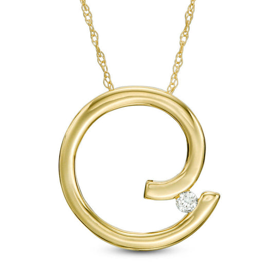 Natural Clarity Enhanced Accent Solitaire Spiral Pendant in 10K Yellow Gold