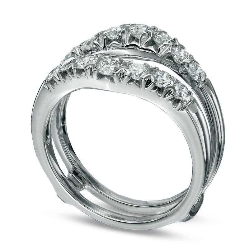 1.0 CT. T.W. Natural Clarity Enhanced Diamond Contour Solitaire Enhancer in Solid 14K White Gold