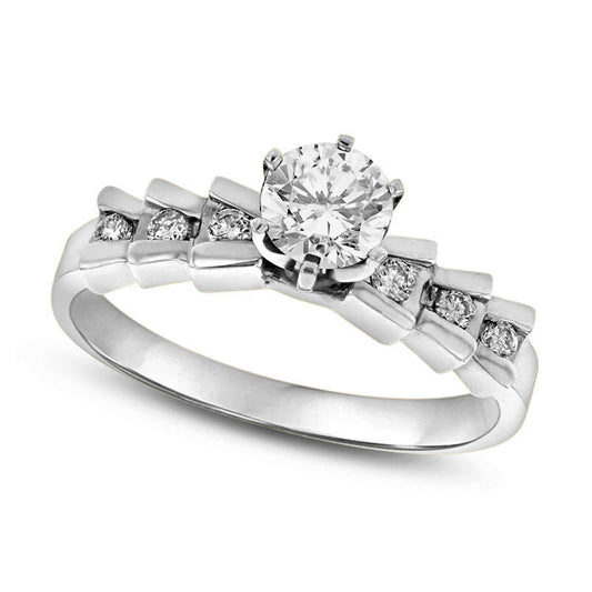 0.63 CT. T.W. Natural Diamond Cascading Engagement Ring in Solid 14K White Gold (I/SI2)