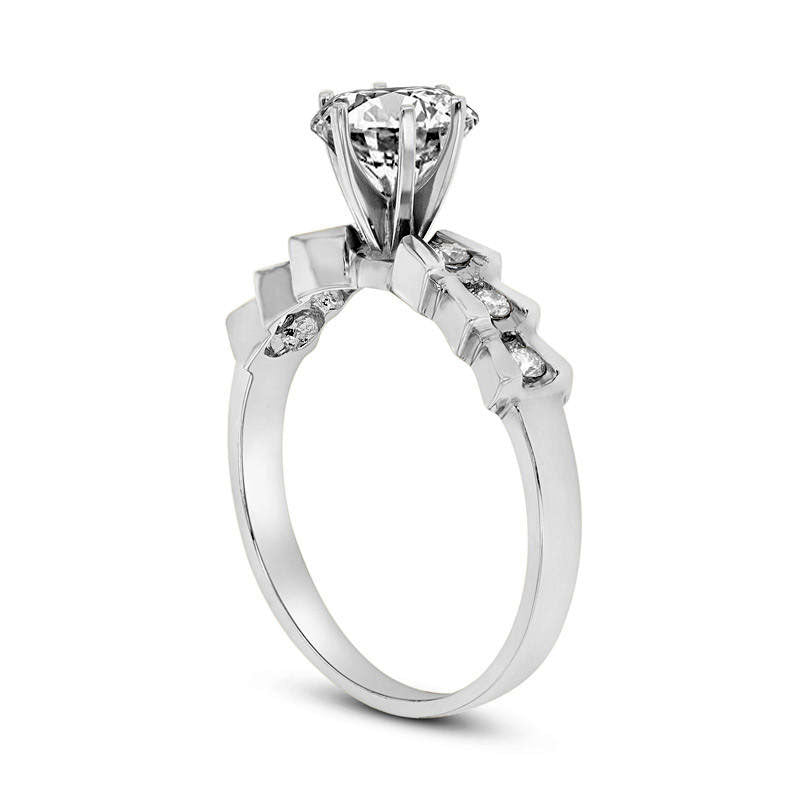 0.63 CT. T.W. Natural Diamond Cascading Engagement Ring in Solid 14K White Gold (I/SI2)