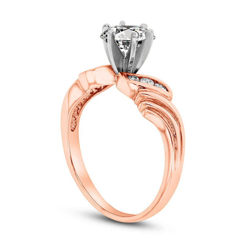 0.50 CT. T.W. Natural Diamond Collar Engagement Ring in Solid 14K Rose Gold (I/SI2)