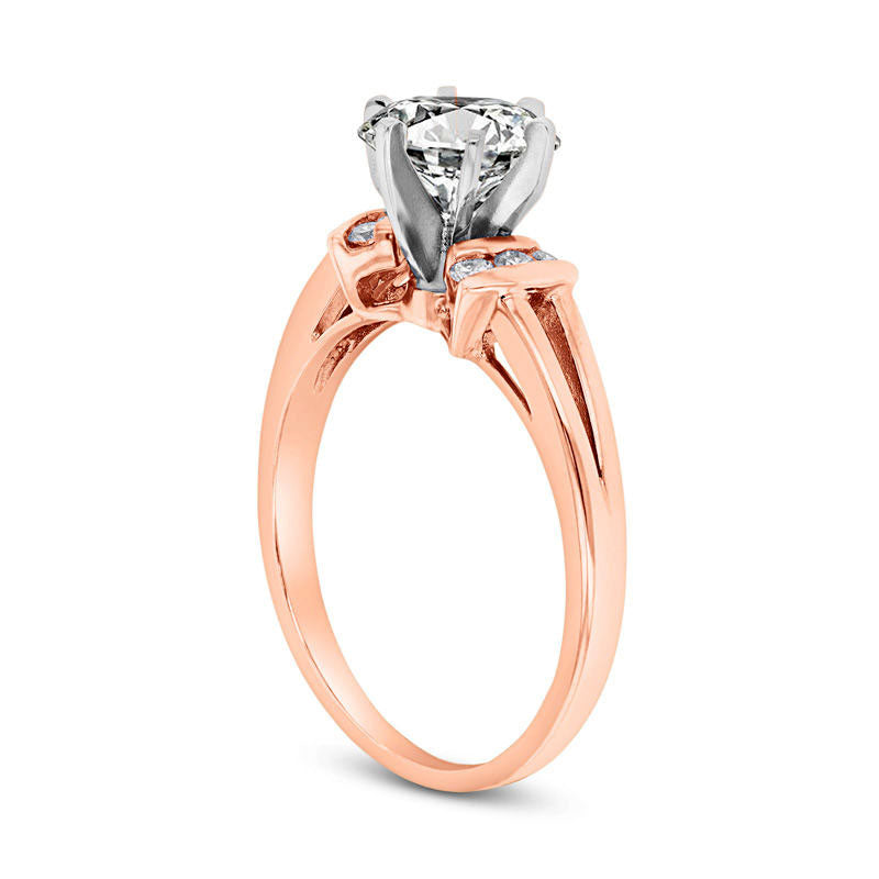 0.50 CT. T.W. Natural Diamond Collar Split Shank Engagement Ring in Solid 14K Rose Gold (I/SI2)