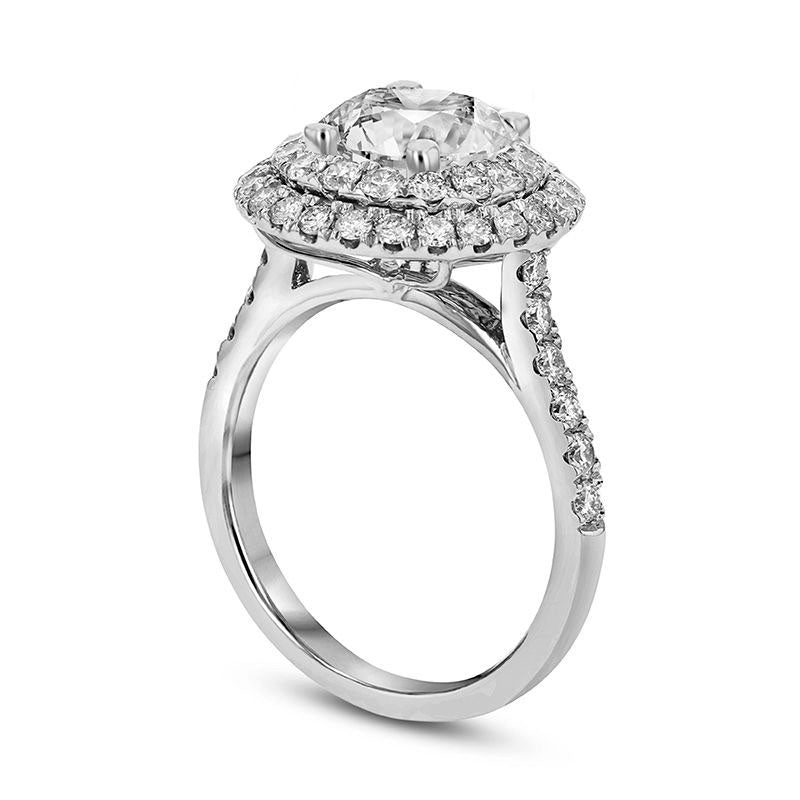 2.63 CT. T.W. Natural Diamond Double Frame Engagement Ring in Solid 18K White Gold (H/SI2)