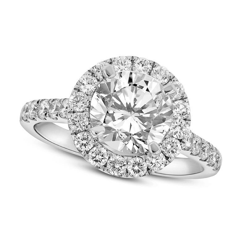 2.33.0 CT. T.W. Natural Diamond Frame Engagement Ring in Solid 18K White Gold (H/SI2)