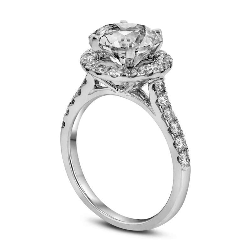 2.33.0 CT. T.W. Natural Diamond Frame Engagement Ring in Solid 18K White Gold (H/SI2)