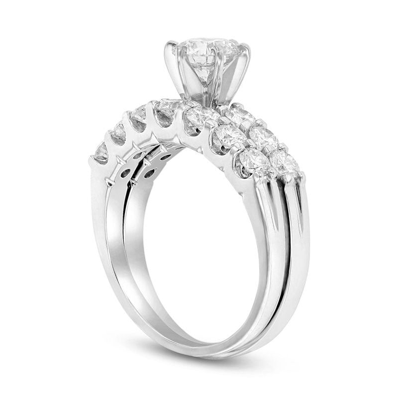 2.0 CT. T.W. Natural Diamond Bridal Engagement Ring Set in Solid 14K White Gold