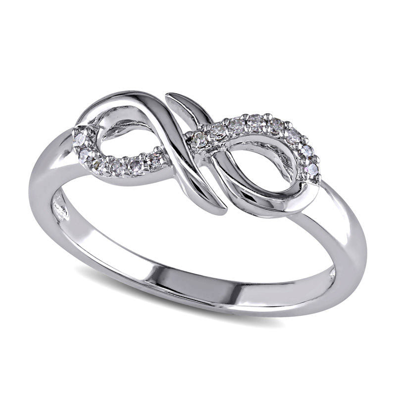 Natural Diamond Accent Infinity Ring in Sterling Silver