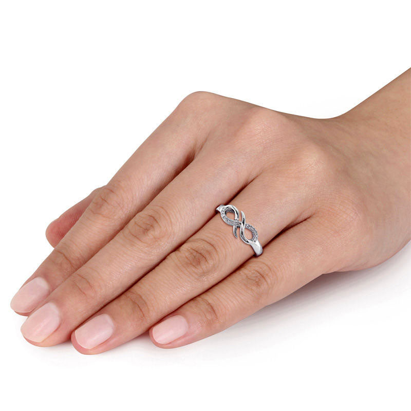 Natural Diamond Accent Infinity Ring in Sterling Silver