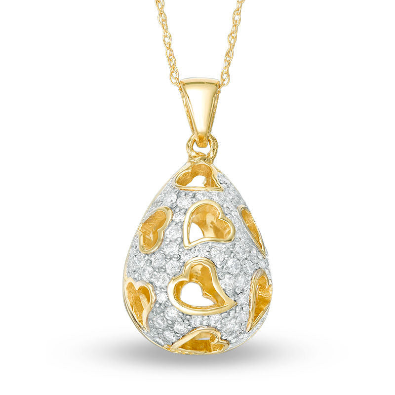 0.38 CT. T.W. Natural Diamond Heart Teardrop Pendant in 10K Yellow Gold