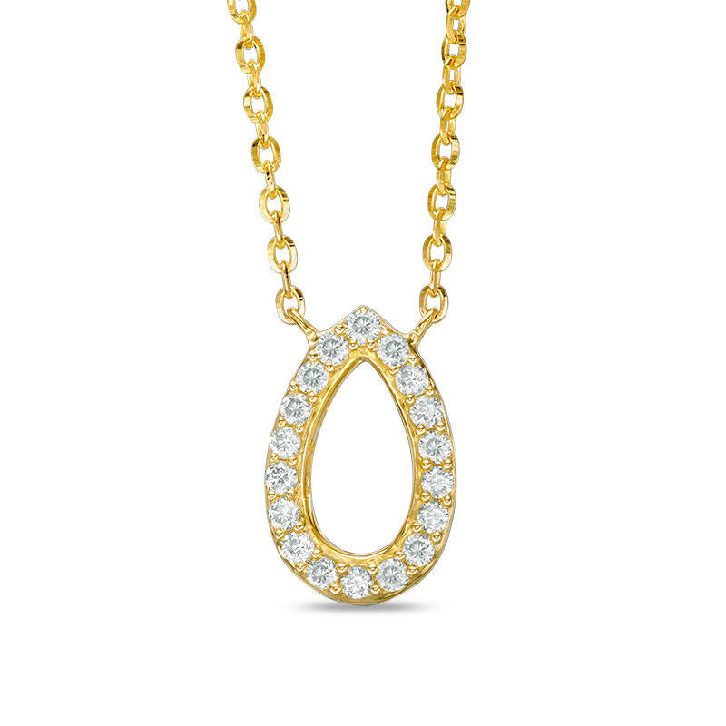 0.1 CT. T.W. Natural Diamond Teardrop Outline Necklace in 14K Gold