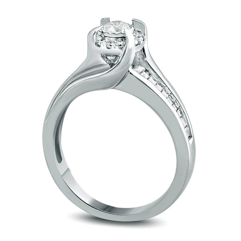 0.75 CT. T.W. Natural Diamond Frame Bypass Engagement Ring in Solid 10K White Gold