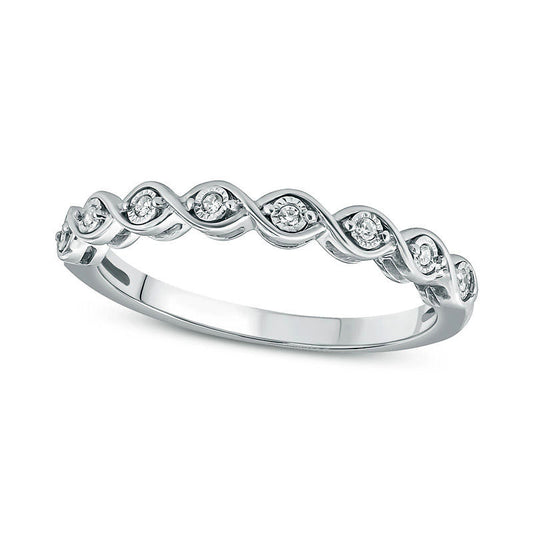 Natural Diamond Accent Twist Anniversary Band in Sterling Silver