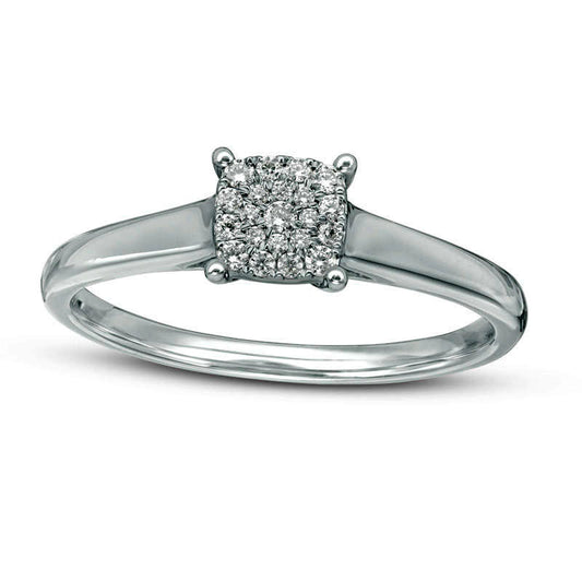 0.10 CT. T.W. Composite Natural Diamond Cushion Frame Promise Ring in Solid 10K White Gold