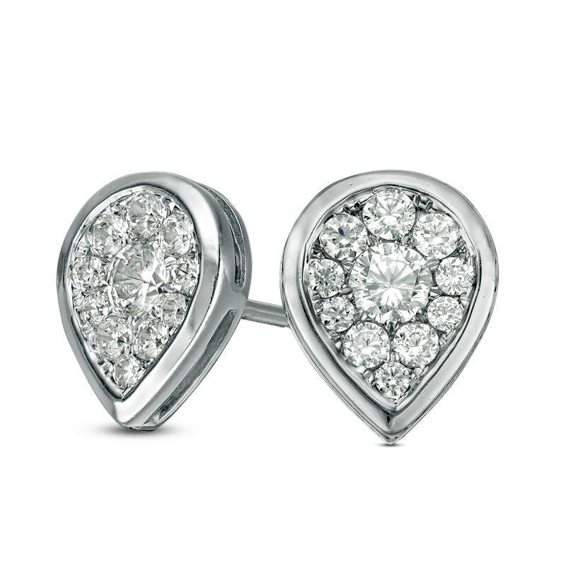 0.5 CT. T.W. Diamond Teardrop Frame Stud Earrings in 10K White Gold