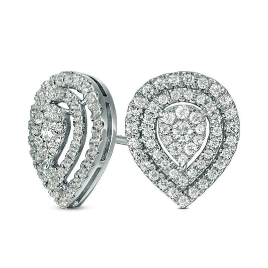 0.5 CT. T.W. Diamond Triple Teardrop Frame Stud Earrings in 10K White Gold