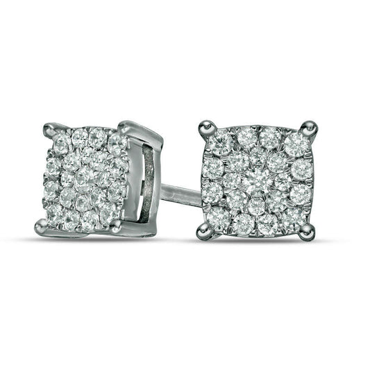 0.25 CT. T.W. Composite Diamond Cushion Frame Stud Earrings in 10K White Gold