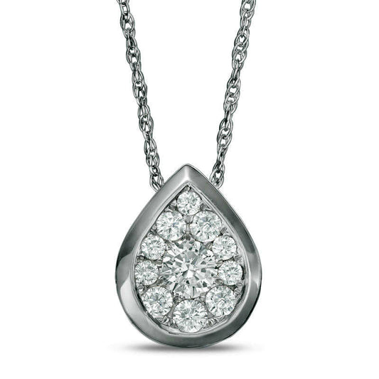 0.33 CT. T.W. Natural Diamond Teardrop Frame Pendant in 10K White Gold