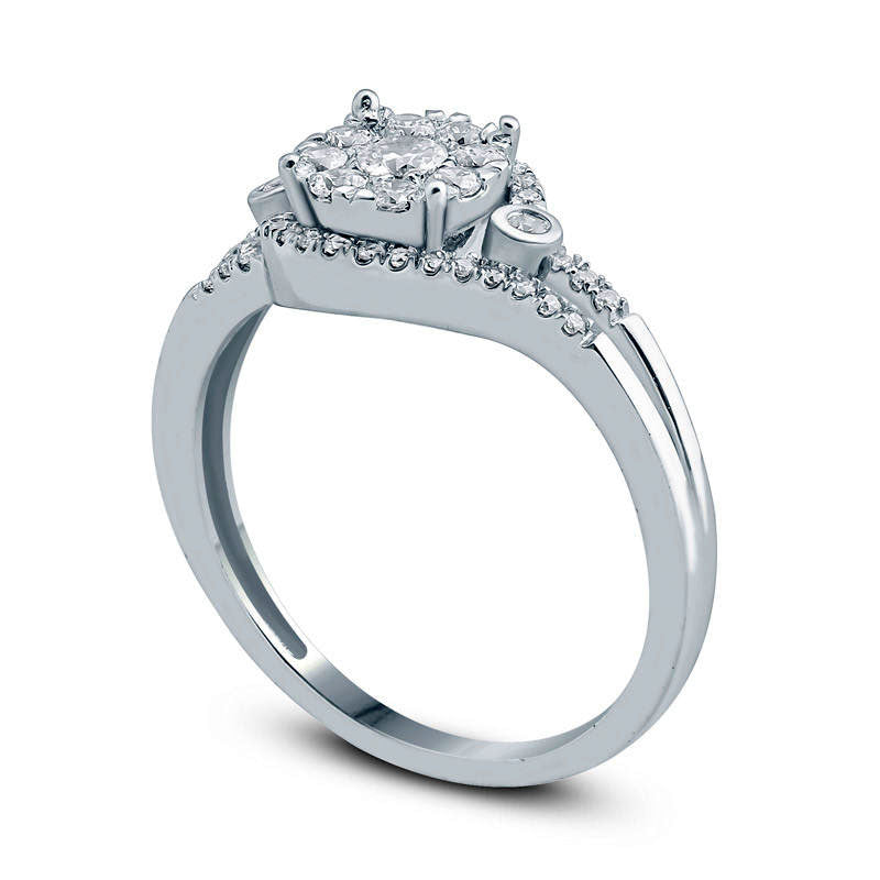 0.50 CT. T.W. Natural Diamond Frame Split Bypass Engagement Ring in Solid 10K White Gold