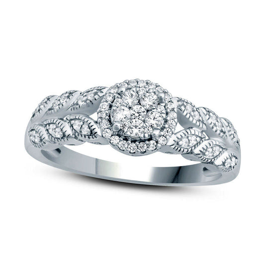 0.25 CT. T.W. Composite Natural Diamond Frame Engagement Ring in Solid 10K White Gold