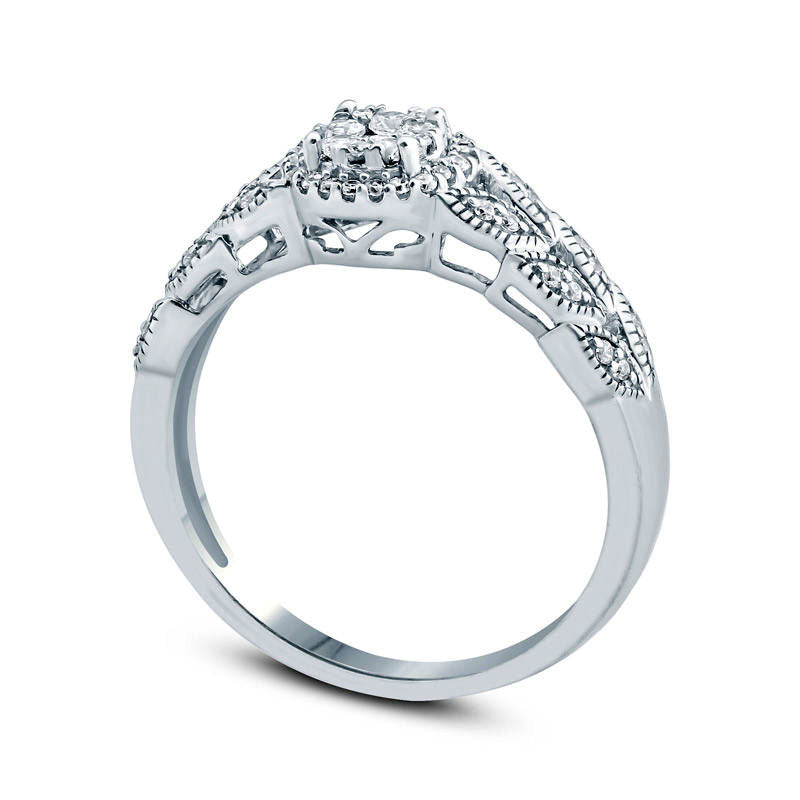 0.25 CT. T.W. Composite Natural Diamond Frame Engagement Ring in Solid 10K White Gold