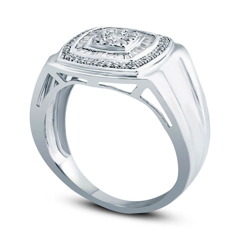 Men's 0.50 CT. T.W. Composite Natural Diamond Signet Ring in Solid 10K White Gold