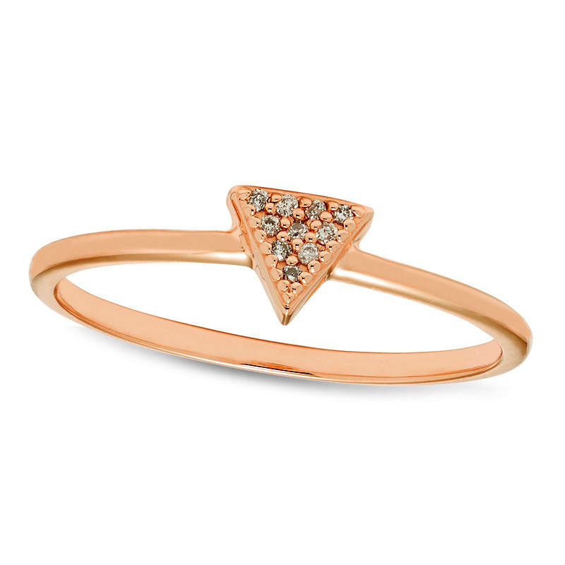 Natural Diamond Accent Triangle Ring in Solid 10K Rose Gold