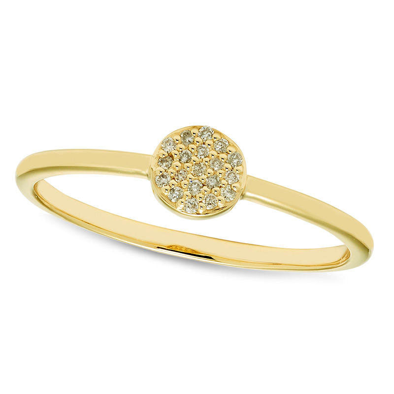 Natural Diamond Accent Circle Ring in Solid 10K Yellow Gold