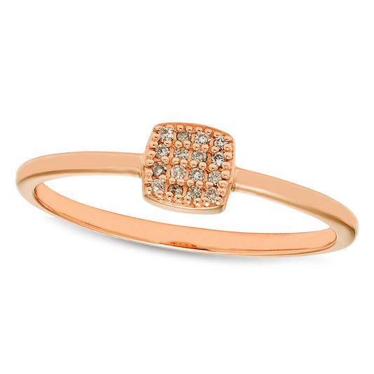 Natural Diamond Accent Cushion-Shaped Ring in Solid 10K Rose Gold