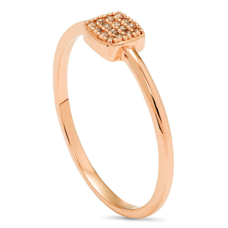 Natural Diamond Accent Cushion-Shaped Ring in Solid 10K Rose Gold