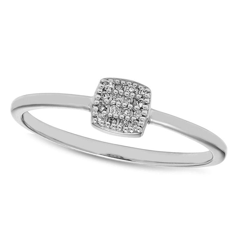 Natural Diamond Accent Cushion-Shaped Ring in Solid 10K White Gold