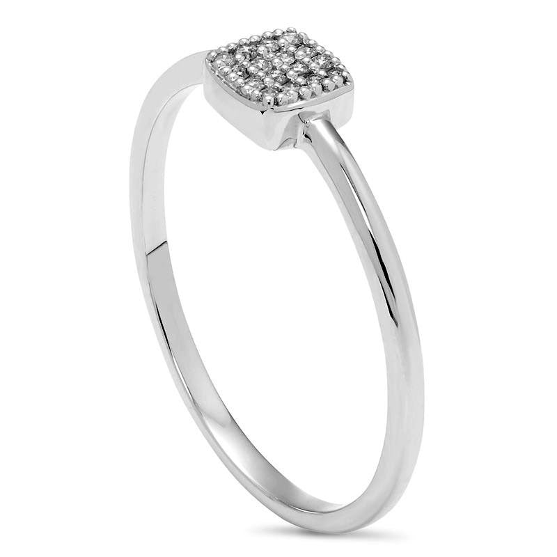 Natural Diamond Accent Cushion-Shaped Ring in Solid 10K White Gold