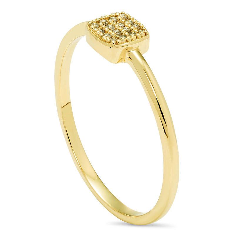 Natural Diamond Accent Cushion-Shaped Ring in Solid 10K Yellow Gold