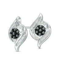 0.5 CT. T.W. Enhanced Black and White Composite Diamond Flame Stud Earrings in Sterling Silver