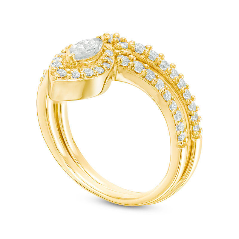 0.75 CT. T.W. Marquise Natural Diamond Frame Bridal Engagement Ring Set in Solid 10K Yellow Gold