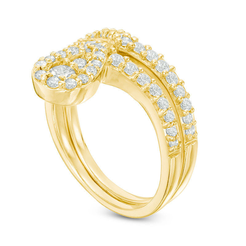 0.75 CT. T.W. Natural Diamond Pear-Shaped Frame Bridal Engagement Ring Set in Solid 10K Yellow Gold