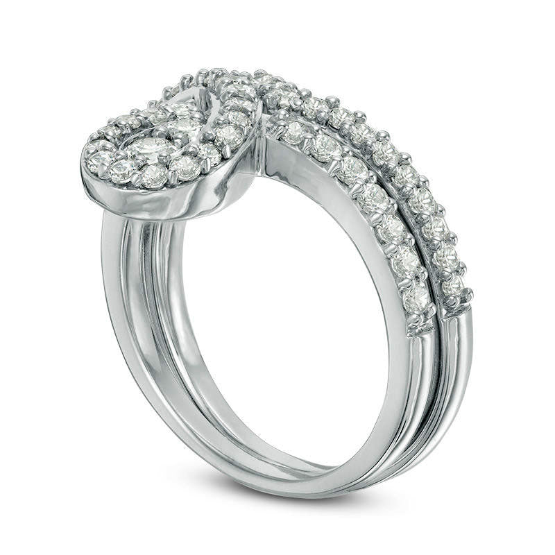 0.75 CT. T.W. Natural Diamond Pear-Shaped Frame Bridal Engagement Ring Set in Solid 10K White Gold