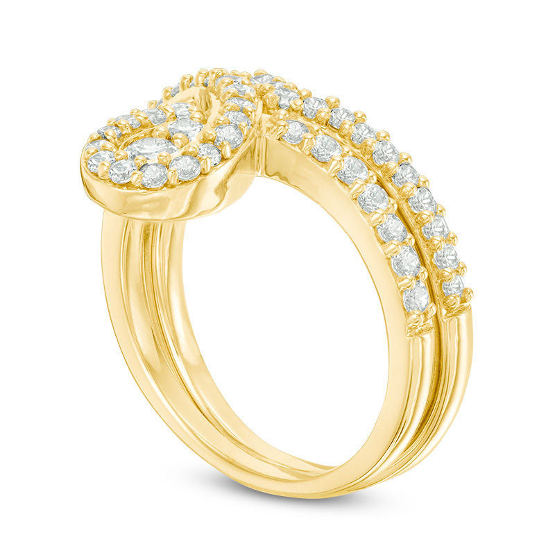 0.75 CT. T.W. Natural Diamond Pear-Shaped Frame Bridal Engagement Ring Set in Solid 10K Yellow Gold