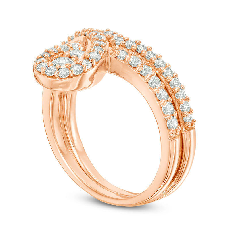 0.75 CT. T.W. Natural Diamond Pear-Shaped Frame Bridal Engagement Ring Set in Solid 10K Rose Gold