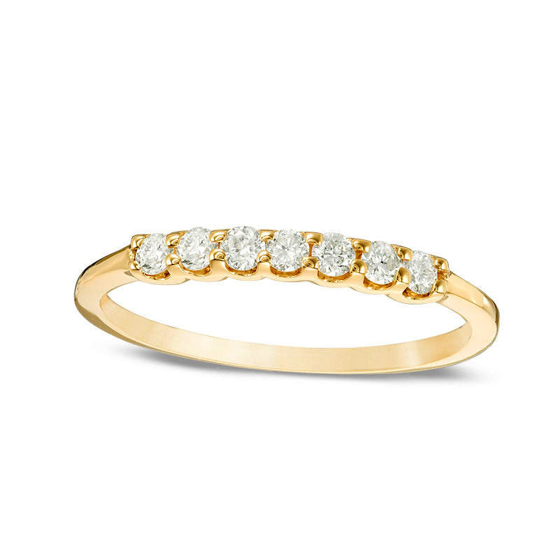 0.25 CT. T.W. Certified Natural Diamond Seven Stone Wedding Band in Solid 14K Gold (I/I1)