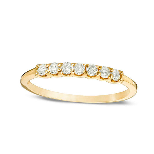 0.25 CT. T.W. Certified Natural Diamond Seven Stone Wedding Band in Solid 14K Gold (I/I1)