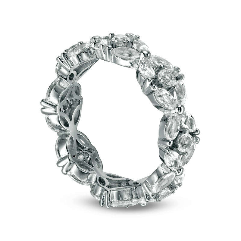 Composite Lab-Created White Sapphire Oval Eternity Band in Sterling Silver