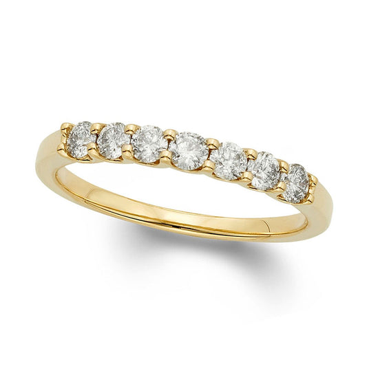 0.50 CT. T.W. Certified Natural Diamond Seven Stone Wedding Band in Solid 14K Gold (I/I1)