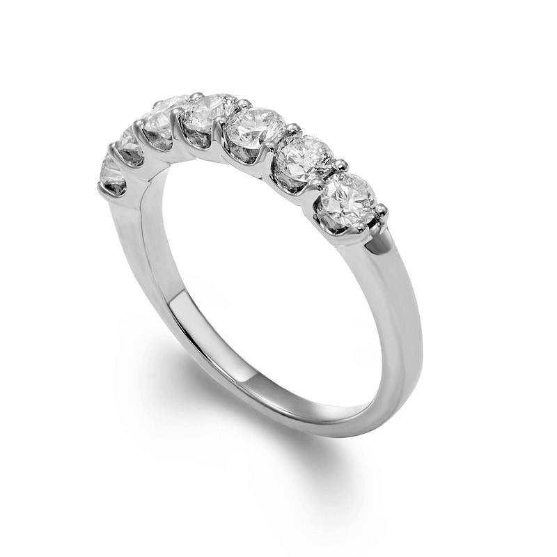 1.0 CT. T.W. Certified Natural Diamond Seven Stone Wedding Band in Solid 14K White Gold (I/I1)