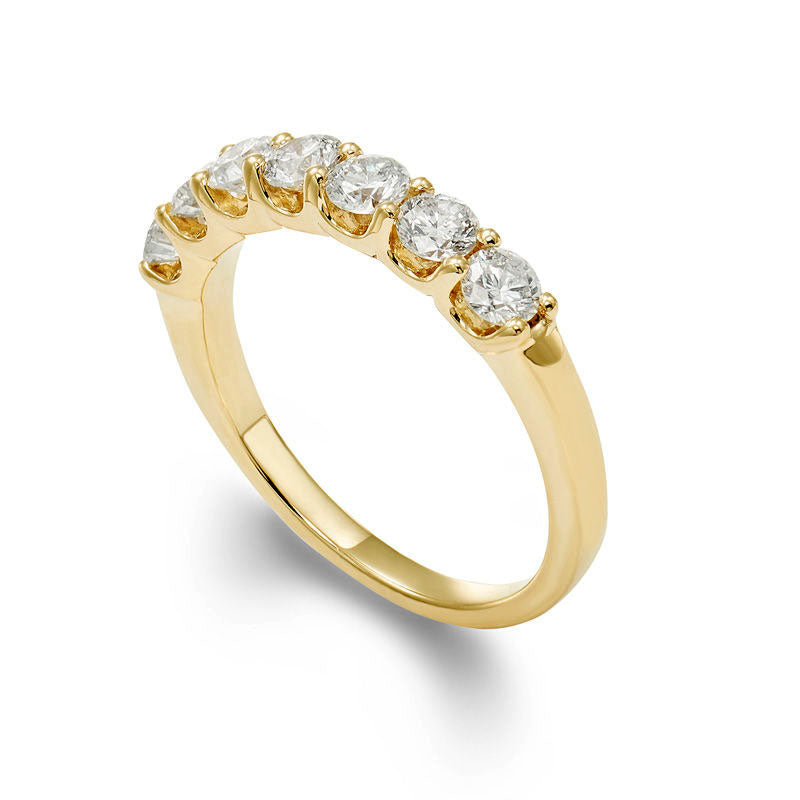 1.0 CT. T.W. Certified Natural Diamond Seven Stone Wedding Band in Solid 14K Gold (I/I1)