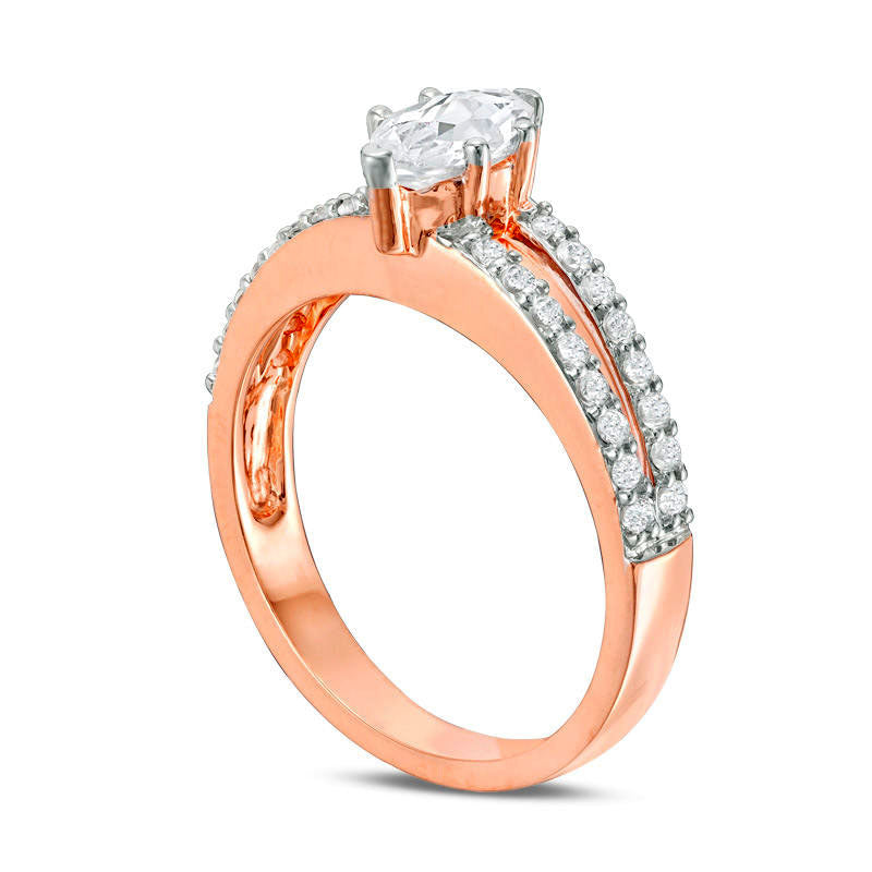 Marquise Lab-Created White Sapphire Split Shank Engagement Ring in Solid 10K Rose Gold